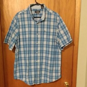 Chaps Blue and White Casual Button Down Shirt SZ XL